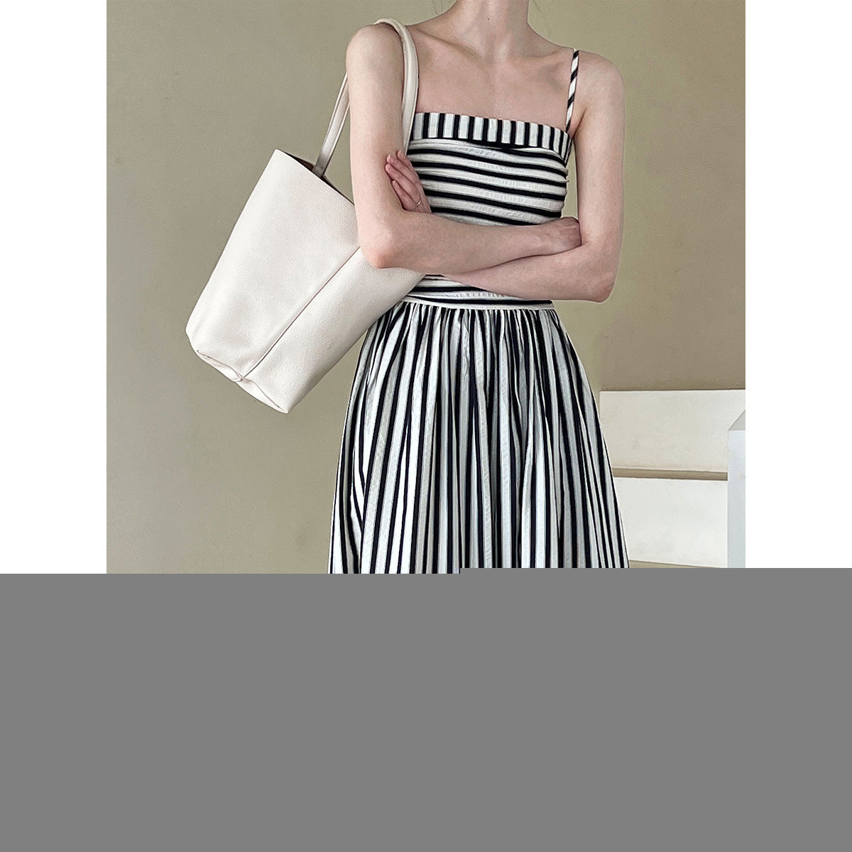 WezelBezel Striped Pleated Camisole Dress