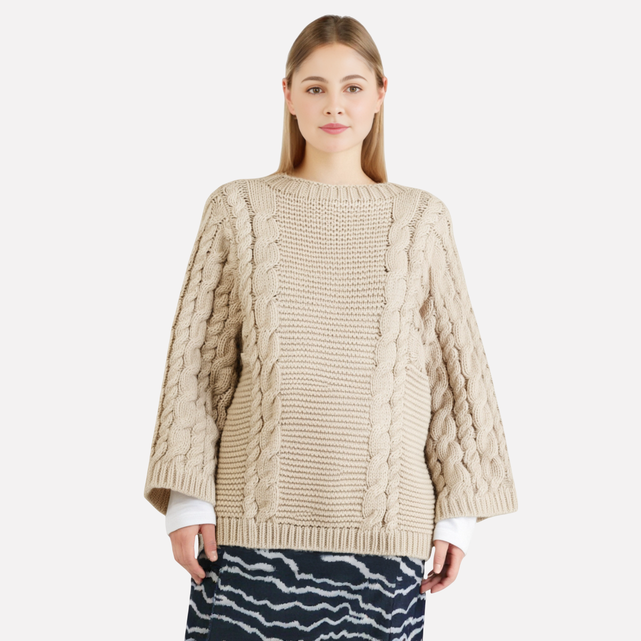 WezelBezel Round Neck Sweater - Loose Sleeve Style