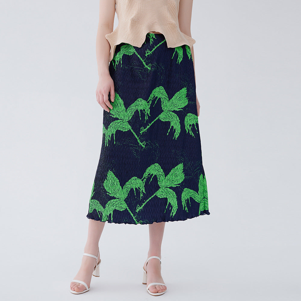 WezelBezel Pleated Printed Skirt