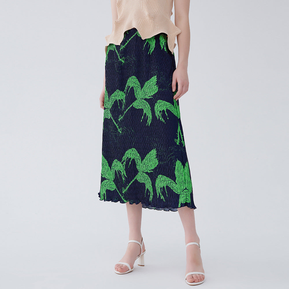 WezelBezel Pleated Printed Skirt