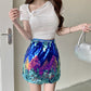 WezelBezel Sequin Pleated Midi Skirt