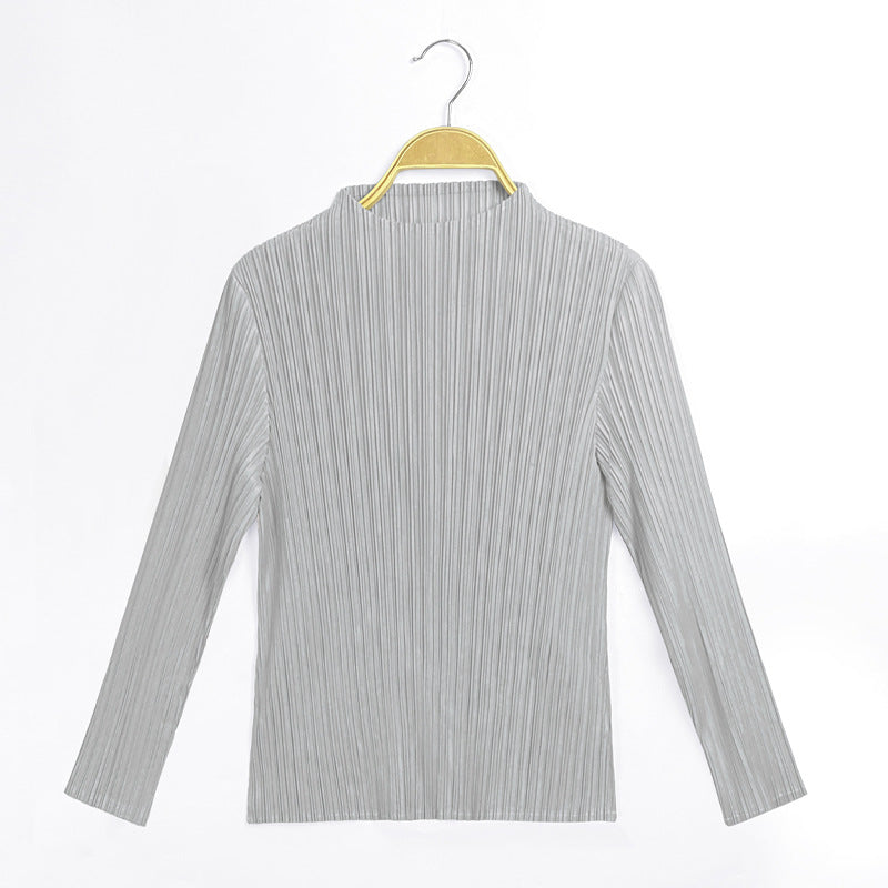 WezelBezel Stand Collar Pleated Tee