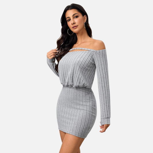 WezelBezel Off-Shoulder Slim Mini Dress
