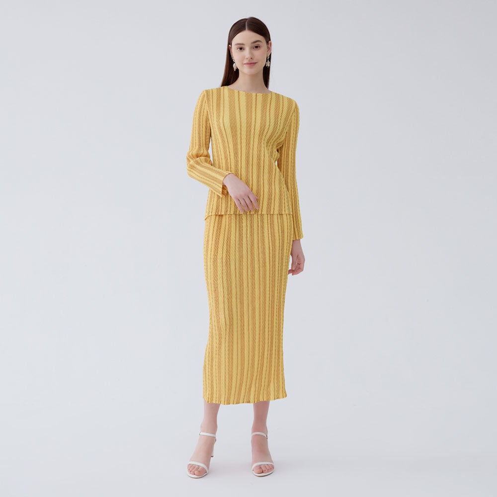 WezelBezel Striped Pleated Skirt Set