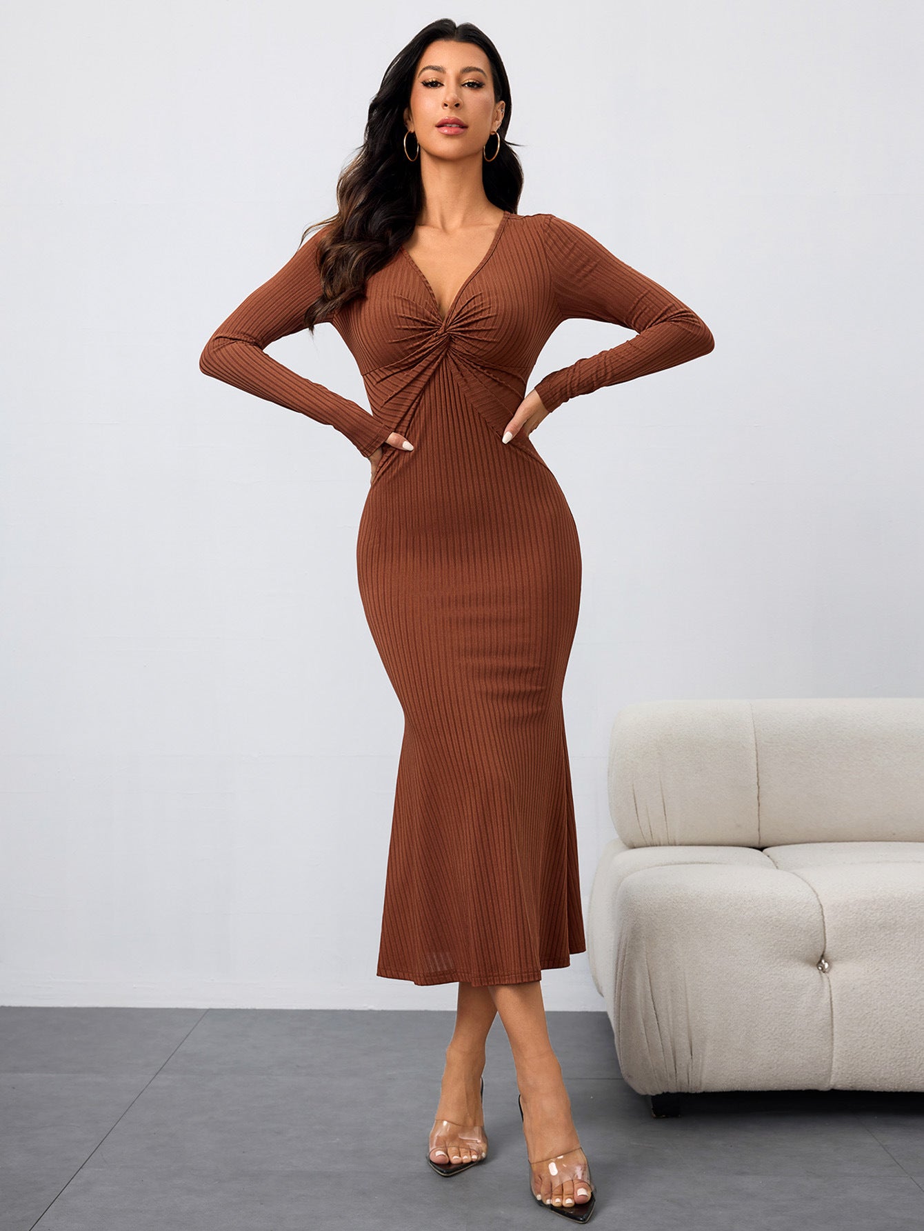 WezelBezel V-Neck Longline Wrap Dress