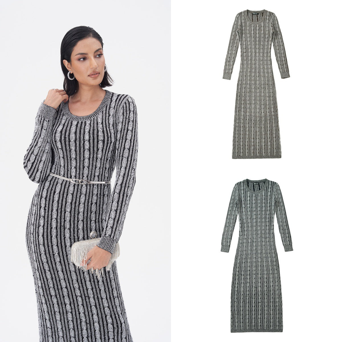 WezelBezel Twisted Knit Midi Dress