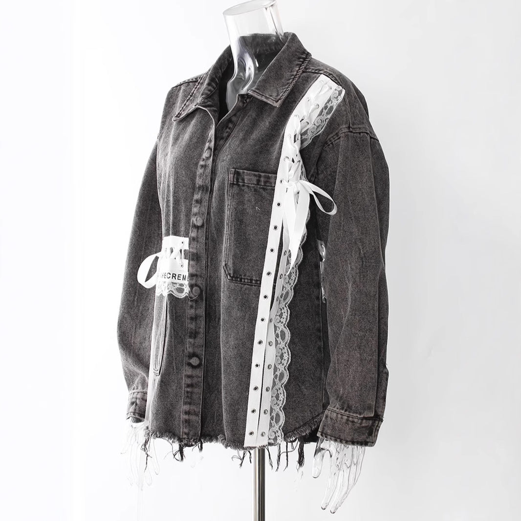 WezelBezel Ribbon Trim Denim Jacket