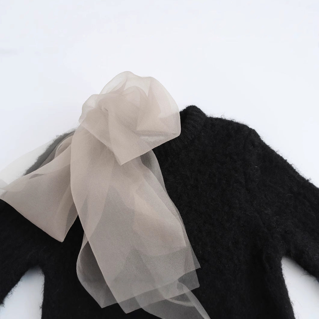 WezelBezel Sheer Bow Knit Top