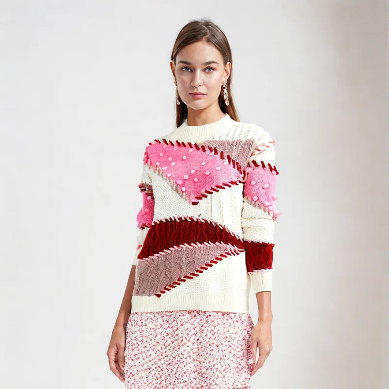 WezelBezel Pink Knit Pullover - Long Sleeve