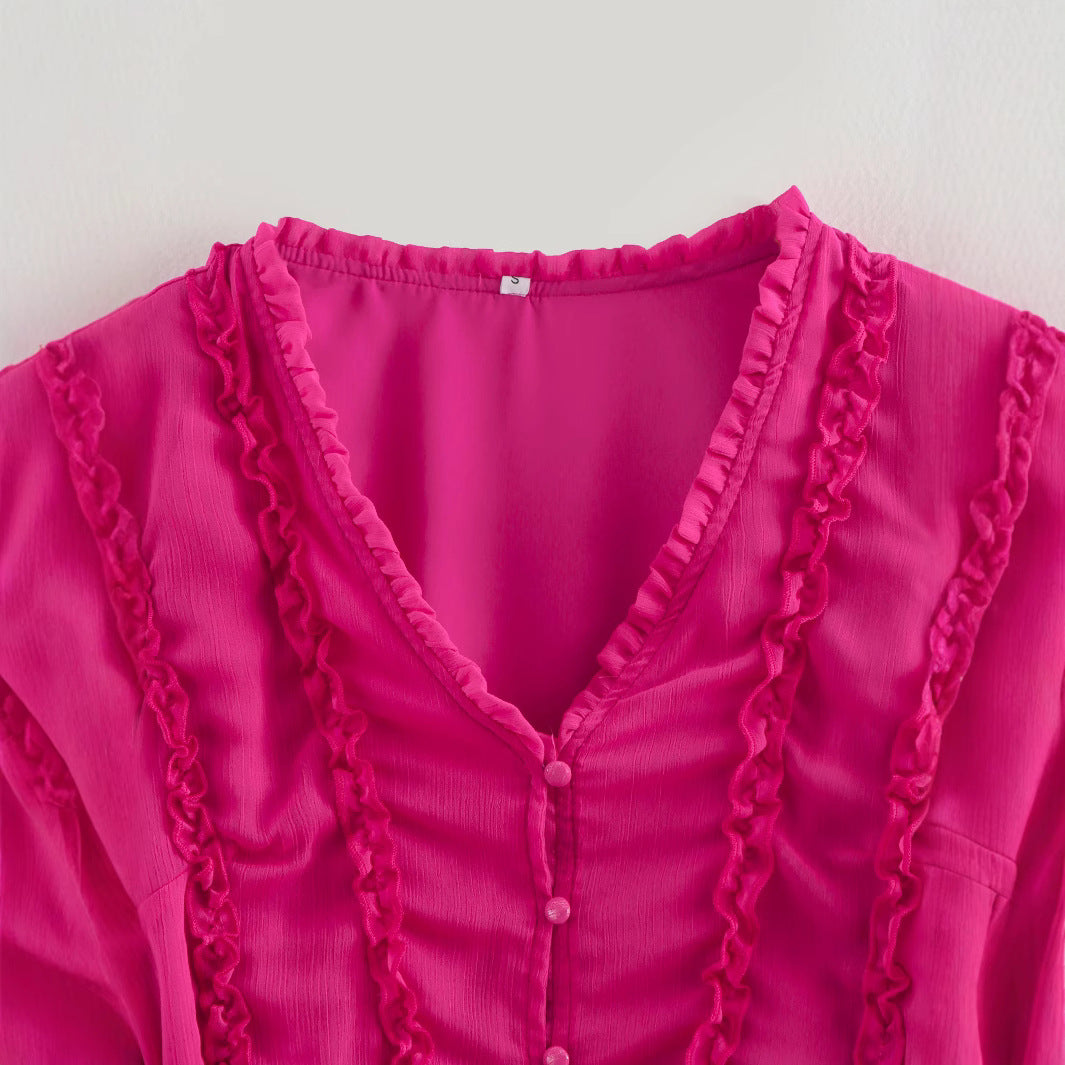 WezelBezel V-Neck Ruffle Belt Dress