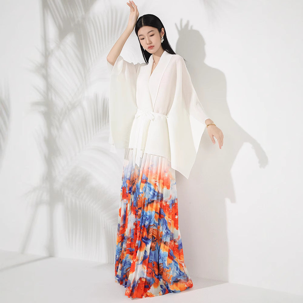 WezelBezel Pleated Lapel Midi Dress