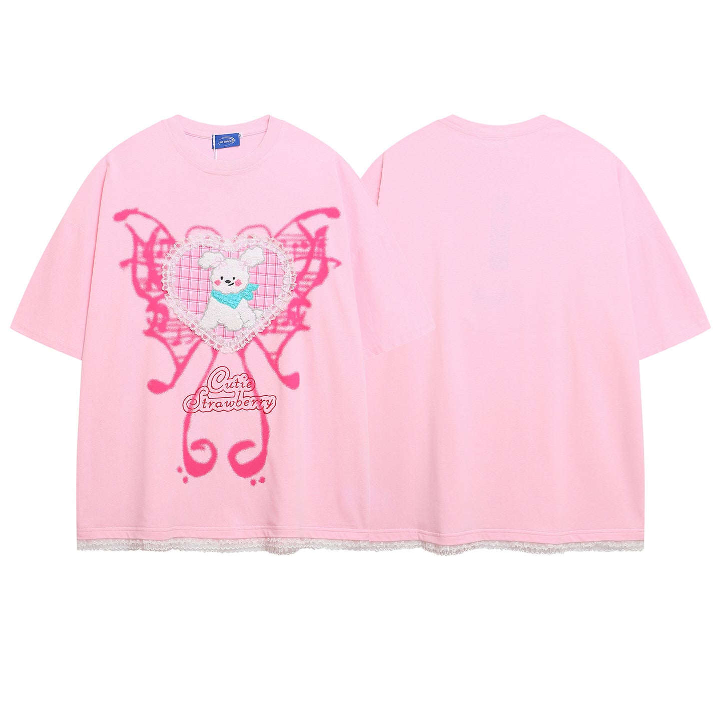 WezelBezel Plush Letter Tee – Pink