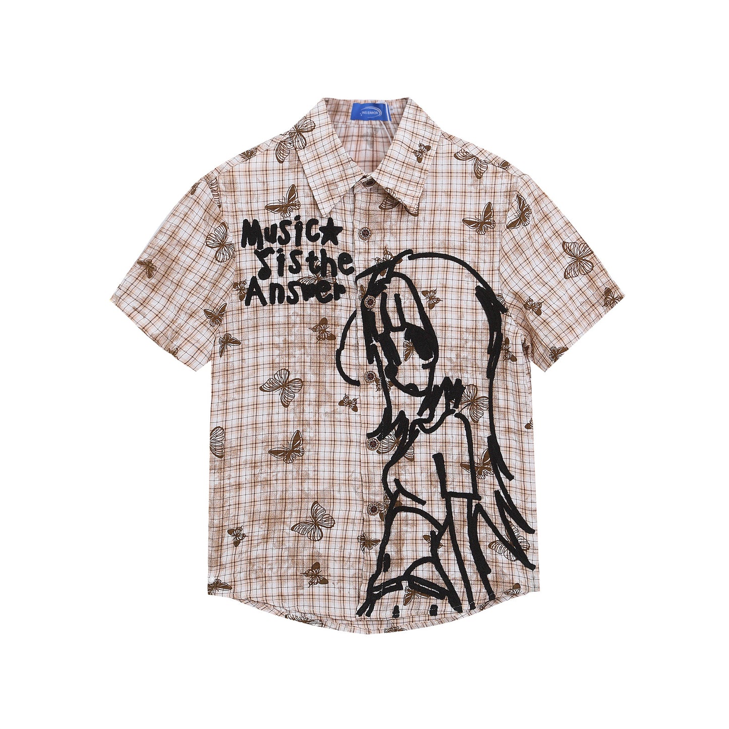 WezelBezel Checkered Embroidered Shirt