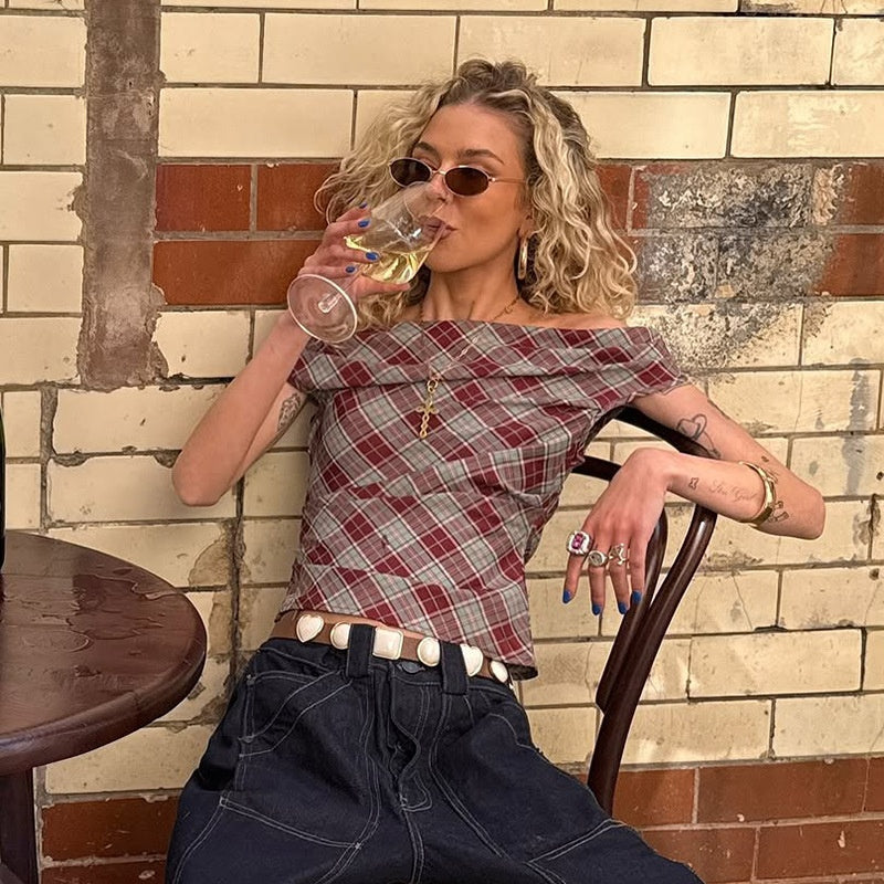 WezelBezel Retro Plaid Slim Tee