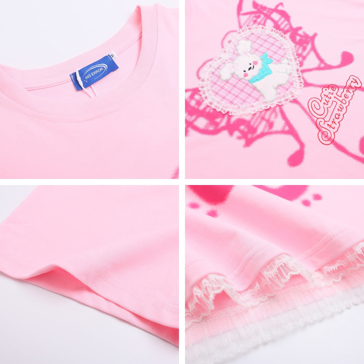 WezelBezel Plush Letter Tee – Pink