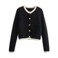 WezelBezel Button Decoration Cardigan - Small Fragrant Style