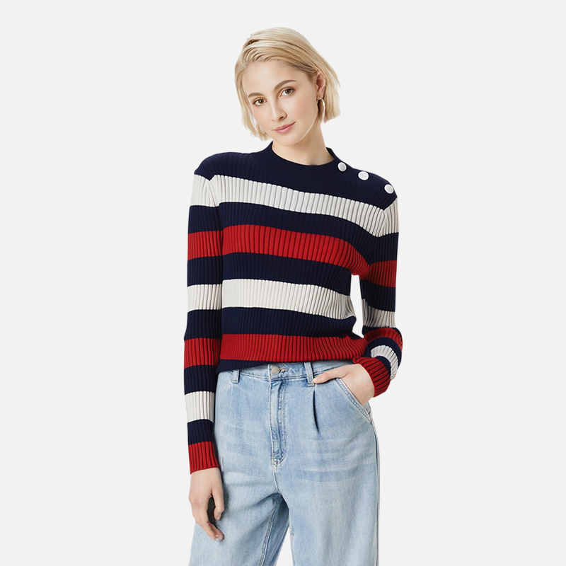WezelBezel Ribbed Stripe Knit Sweater