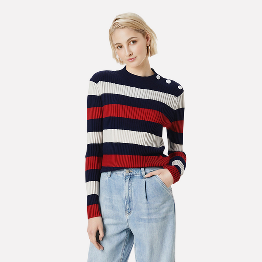 WezelBezel Ribbed Stripe Knit Sweater