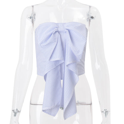 WezelBezel Striped Bow Tube Vest