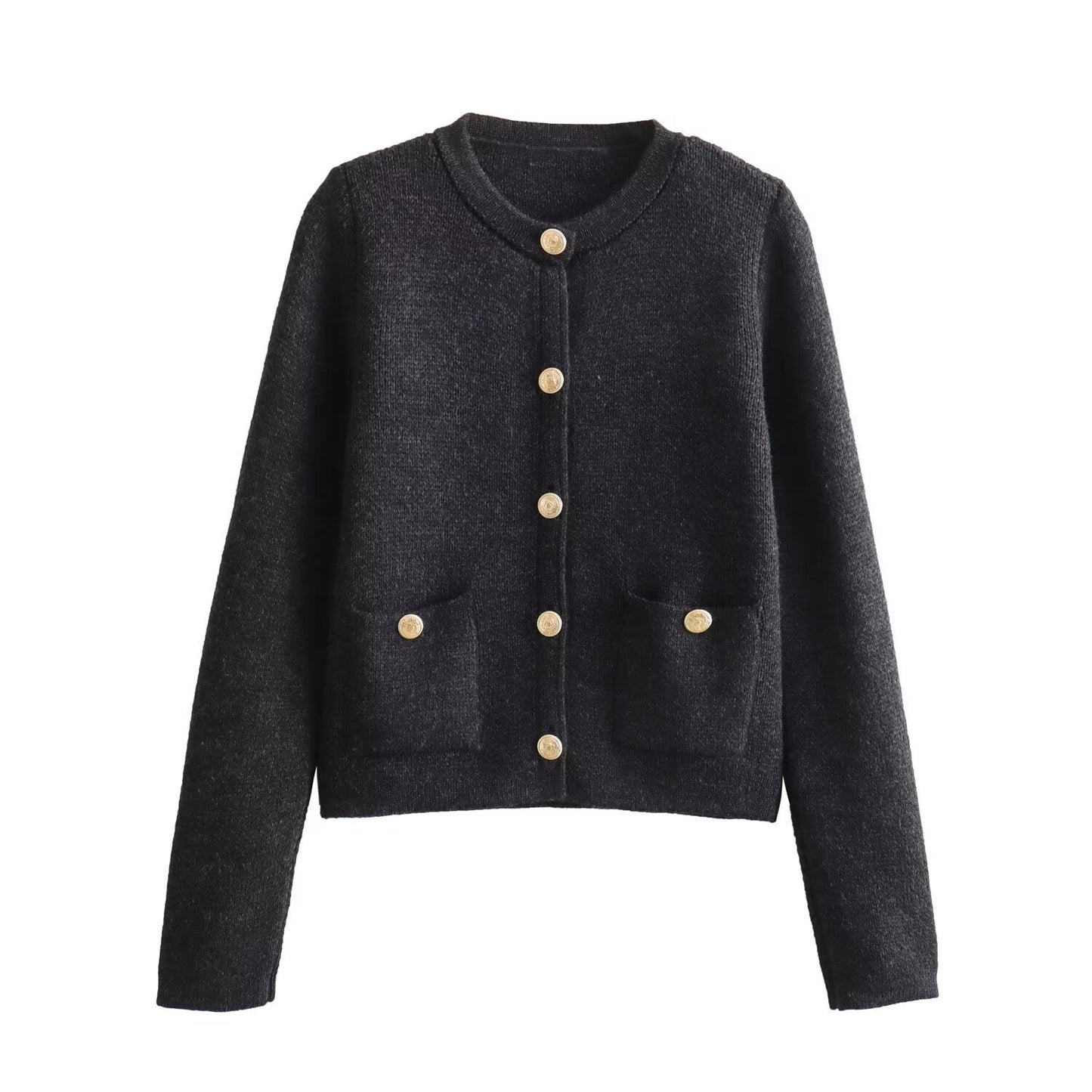 WezelBezel Button Decoration Cardigan - Small Fragrant Style