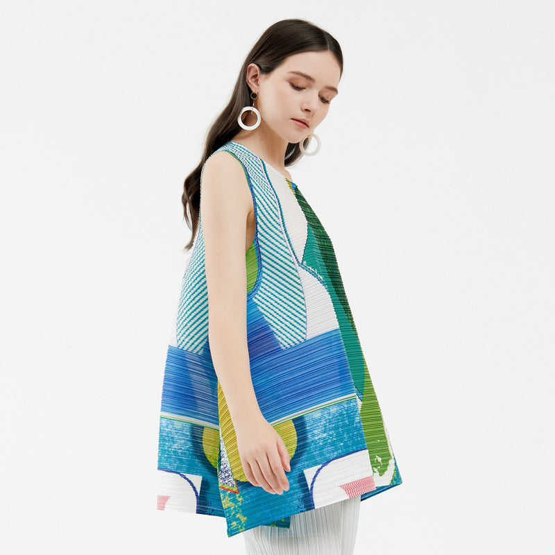 WezelBezel Printed Pleated Casual Tee