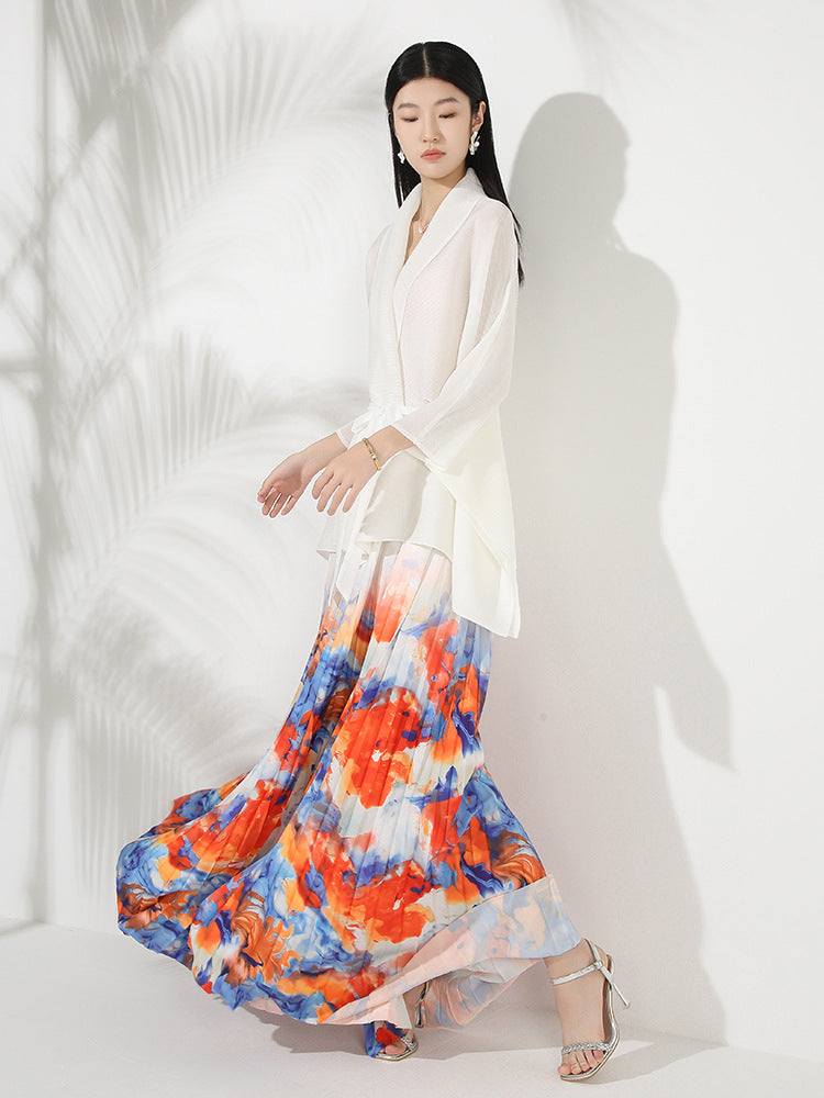 WezelBezel Pleated Lapel Midi Dress