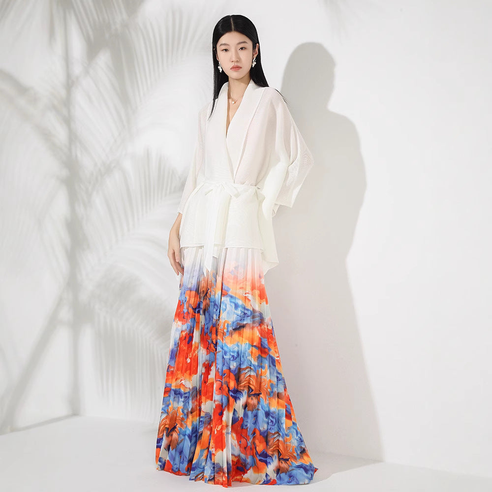 WezelBezel Pleated Lapel Midi Dress