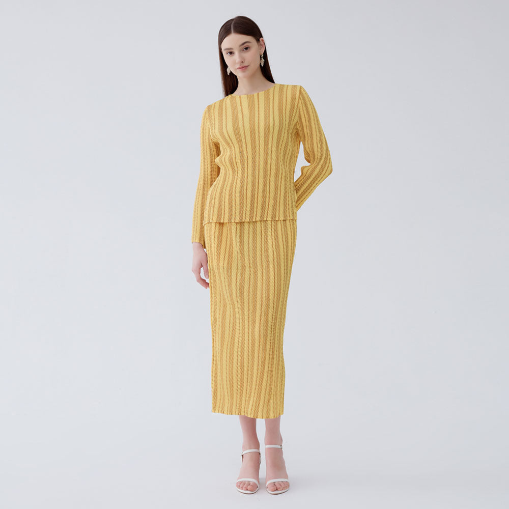 WezelBezel Striped Pleated Skirt Set