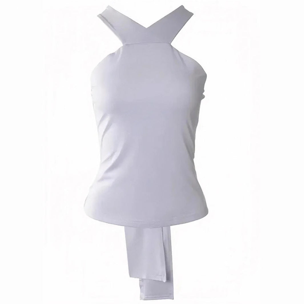 WezelBezel Backless Slim Cross Tee