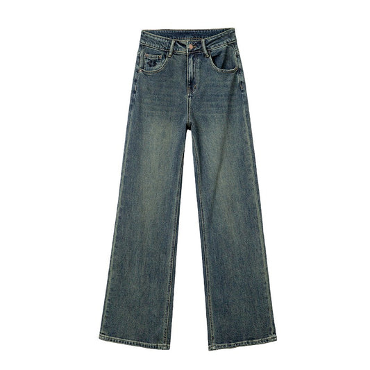 WezelBezel Cement Gray Wide-Leg Jeans – Slim High-Waist Vintage Design