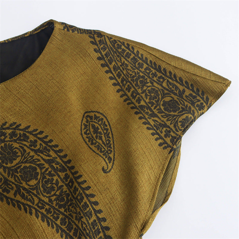 WezelBezel Retro Long Skirt - Niche Print Style