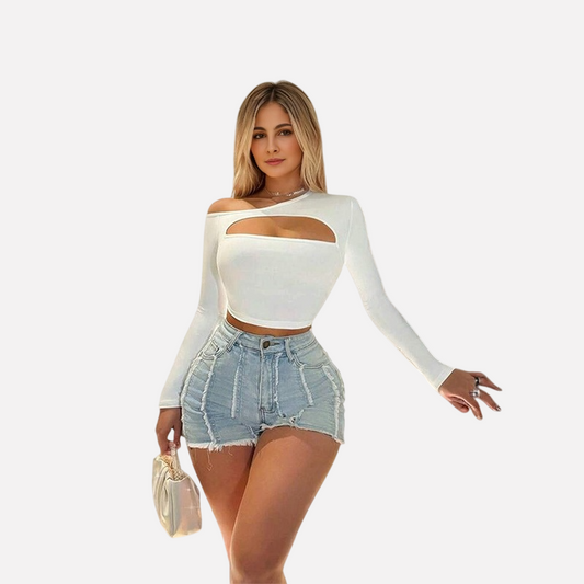 WezelBezel Off-Shoulder Stretch Tee