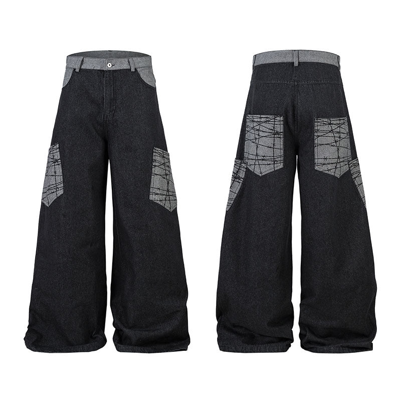 WezelBezel Wide Leg Workwear Jeans