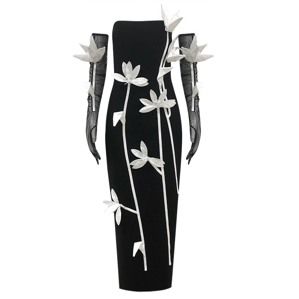 WezelBezel Strapless 3D Floral Dress