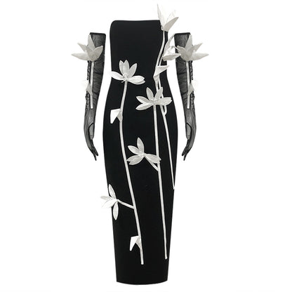 WezelBezel Strapless 3D Floral Dress