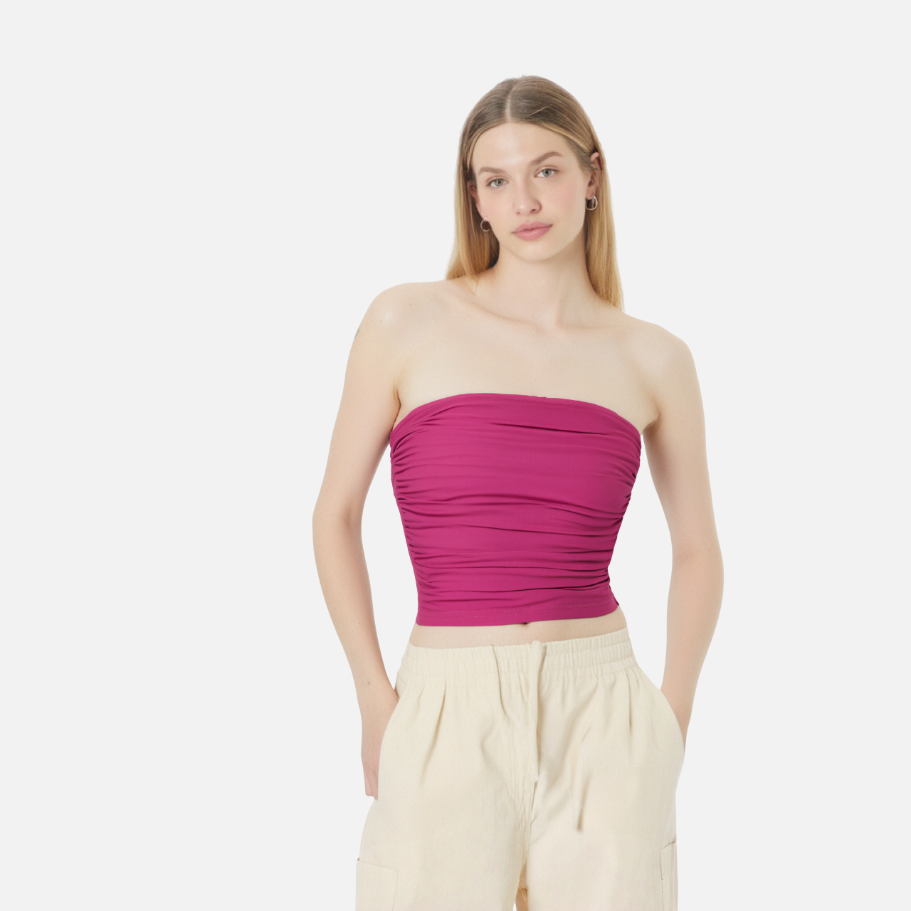 WezelBezel Pleated Strapless Slim Vest