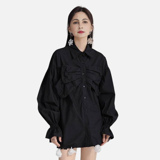 WezelBezel Trumpet Sleeve Bow Tee