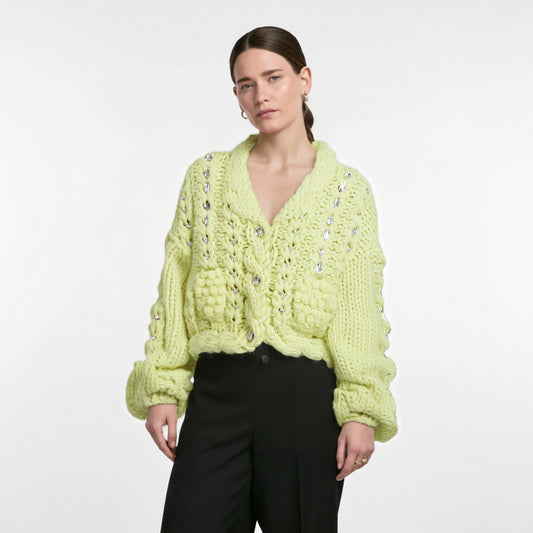 WezelBezel Loose V-Neck Knit Cardigan