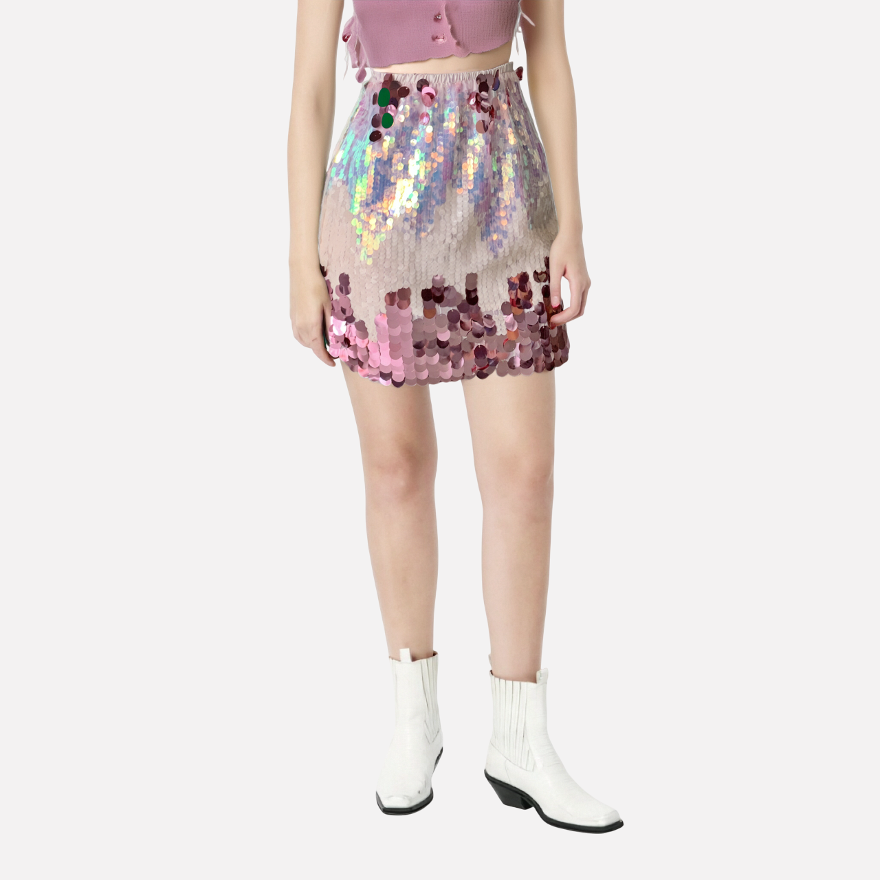 WezelBezel Sequin Pleated Midi Skirt