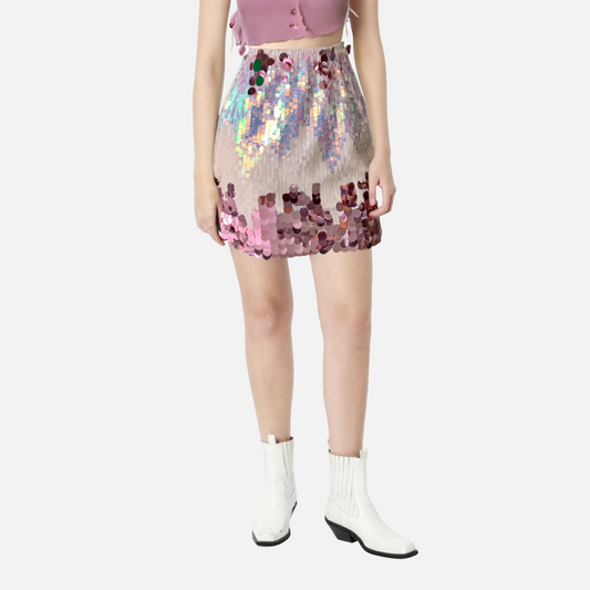 WezelBezel Sequin Pleated Midi Skirt