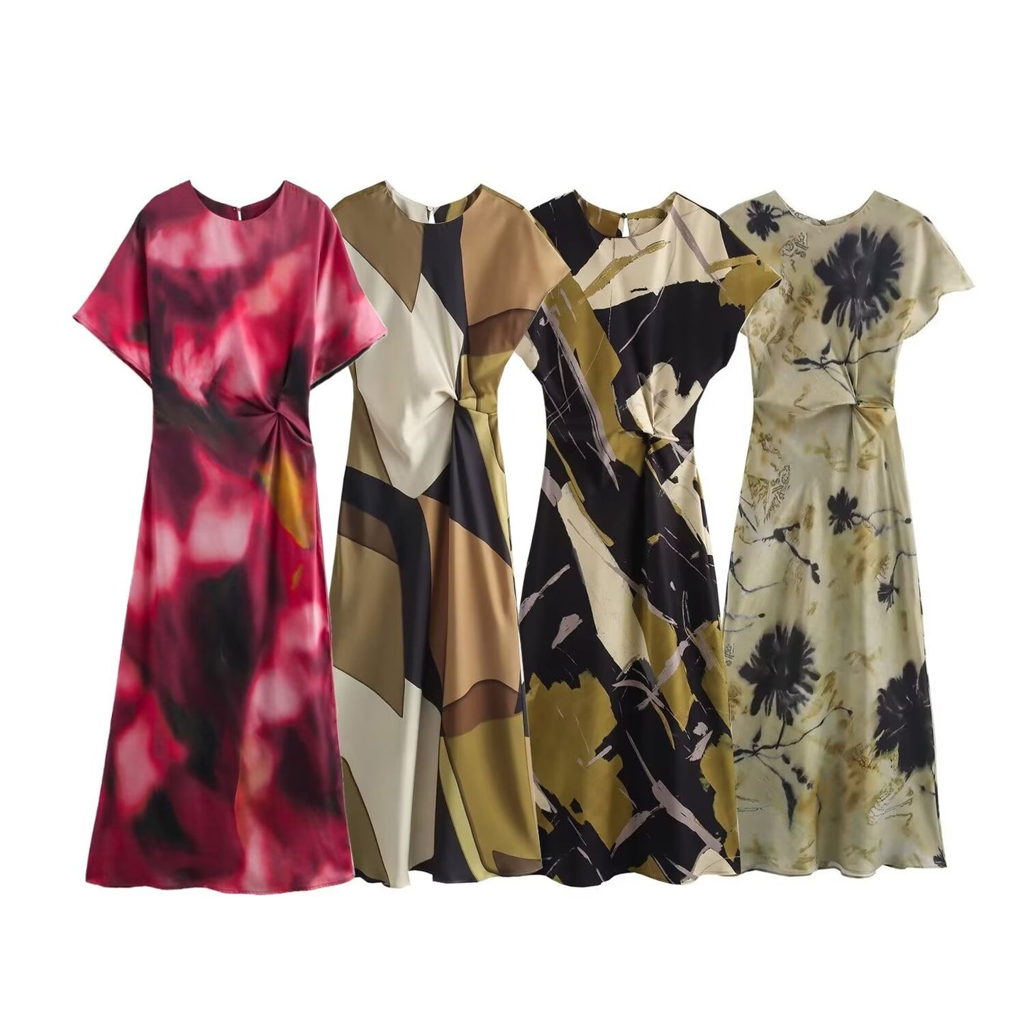 WezelBezel Printed Dress - Silk Satin Texture