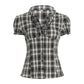 WezelBezel Checkered Puff Sleeve Shirt
