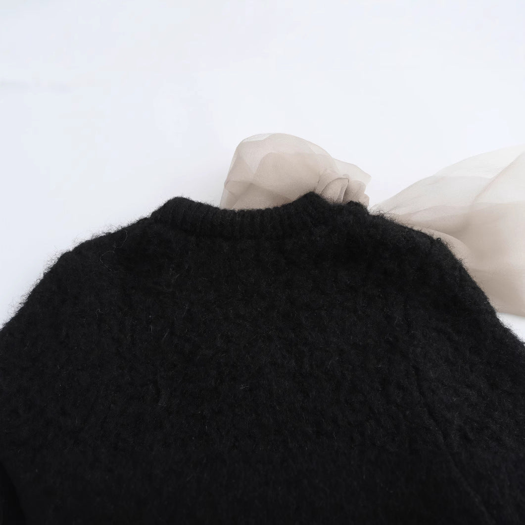 WezelBezel Sheer Bow Knit Top