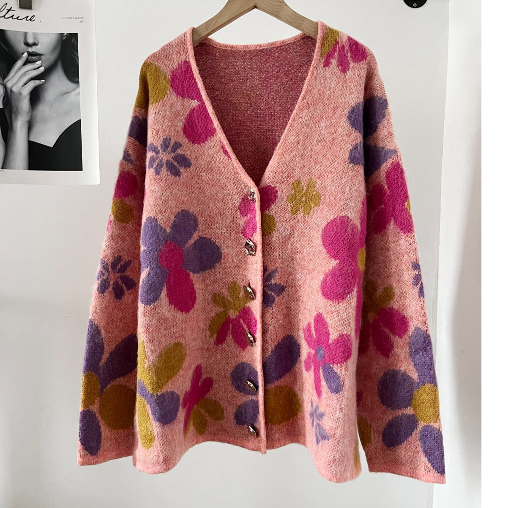 WezelBezel Pink Knit Fall Cardigan