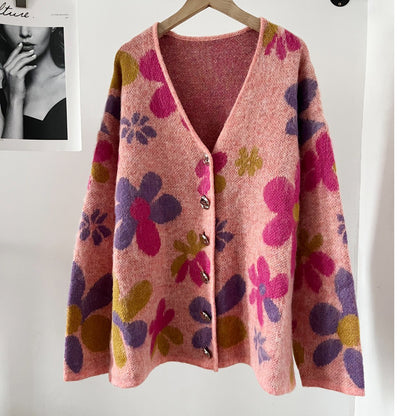 WezelBezel Pink Knit Fall Cardigan
