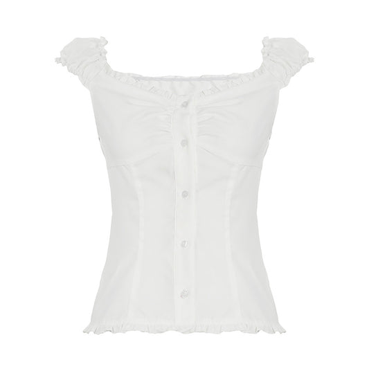 WezelBezel Buckled Tee – Lace Trim