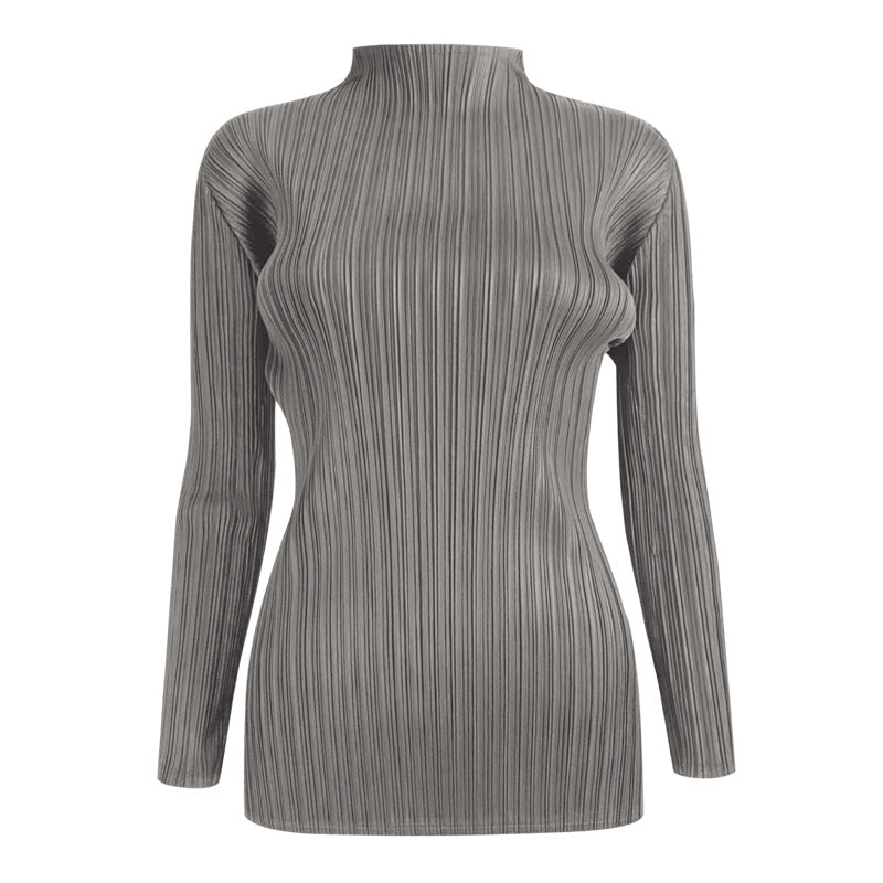 WezelBezel Stand Collar Pleated Tee