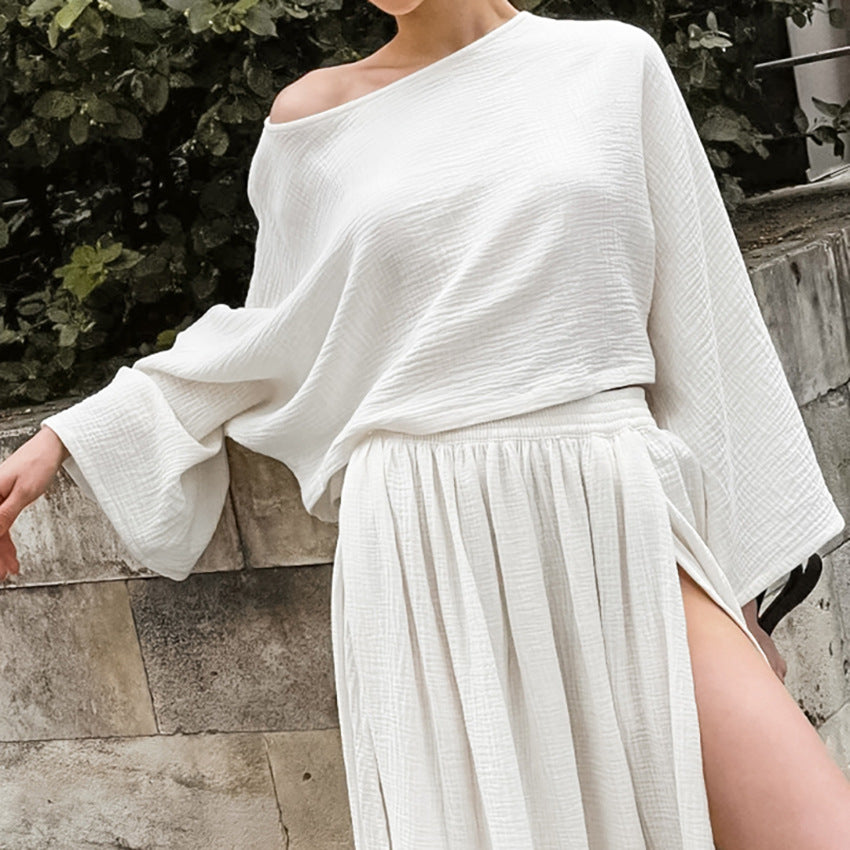 WezelBezel Slit Blazer Skirt Set