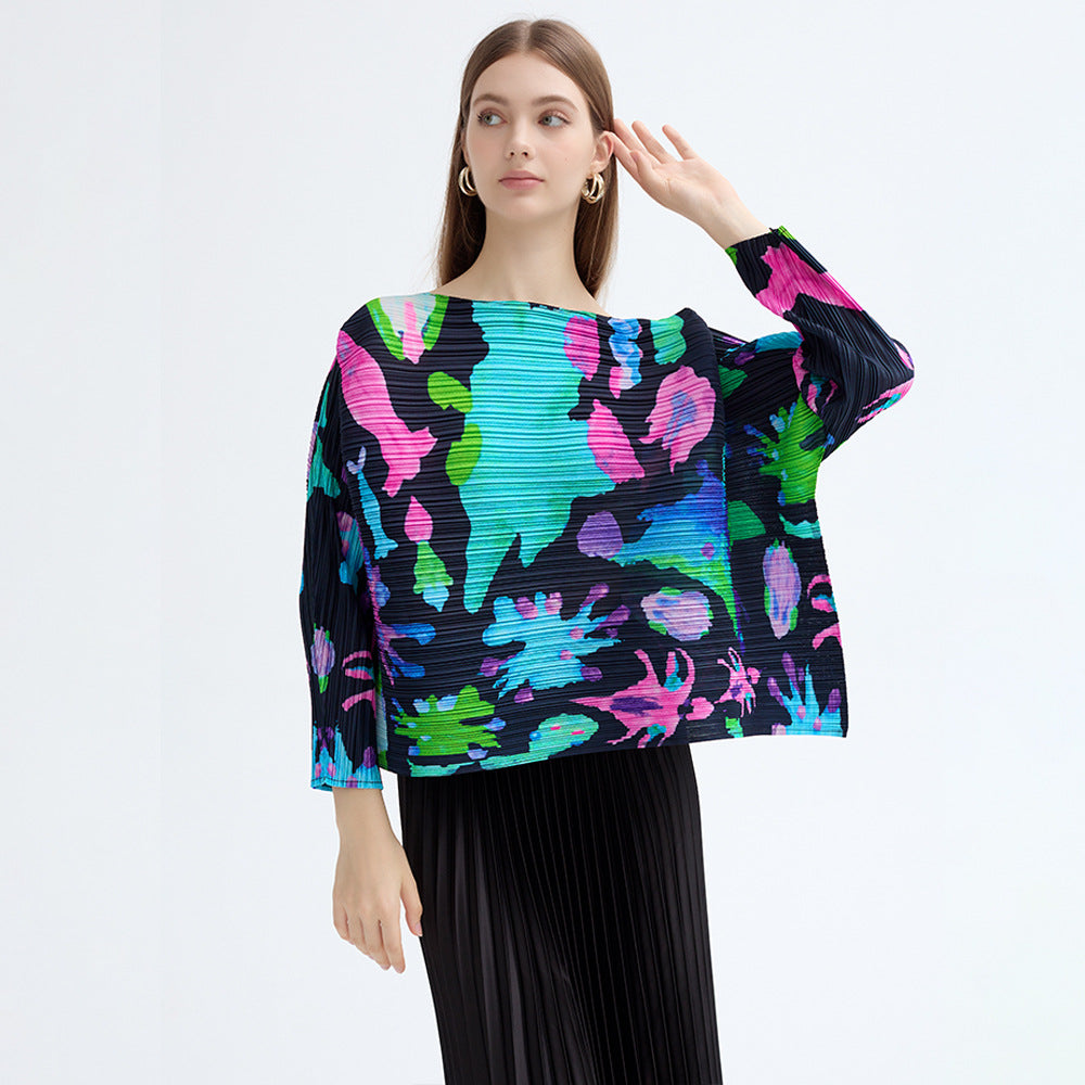 WezelBezel Printed Pleat Long Tee