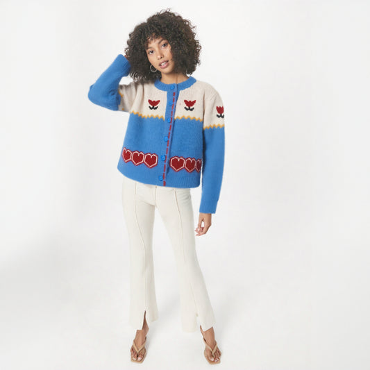 WezelBezel Retro Jacquard Knit Cardigan